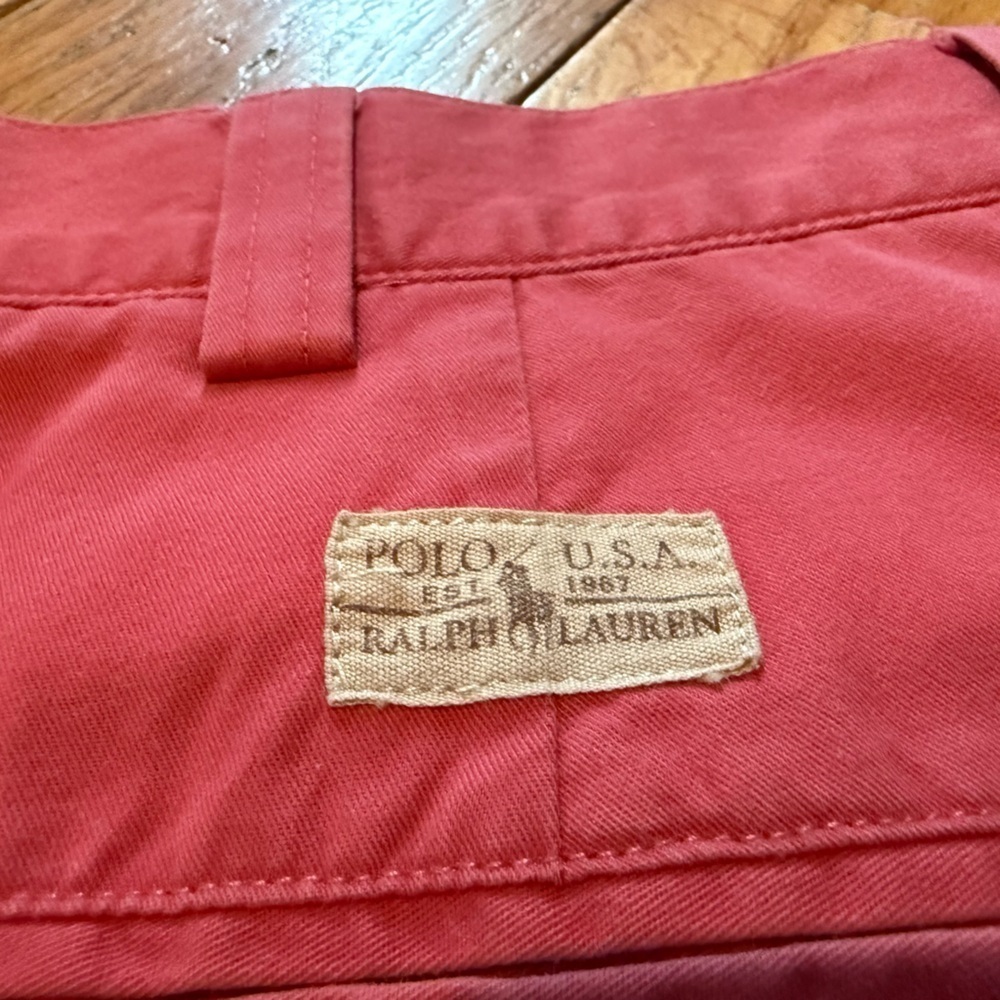VTG Polo Ralph Lauren Philip Pants Men 34x30 Chino Relaxed Baggy Y2K Salmon Pink - Picture 8 of 14